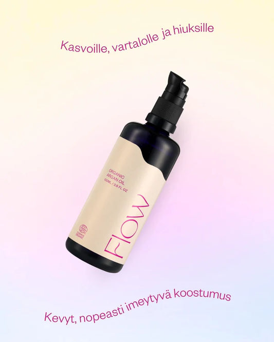 ORGANIC ARGAN OIL IHONHOITOÖLJY kasvoille, vartalolle ja hiuksille 100 ml