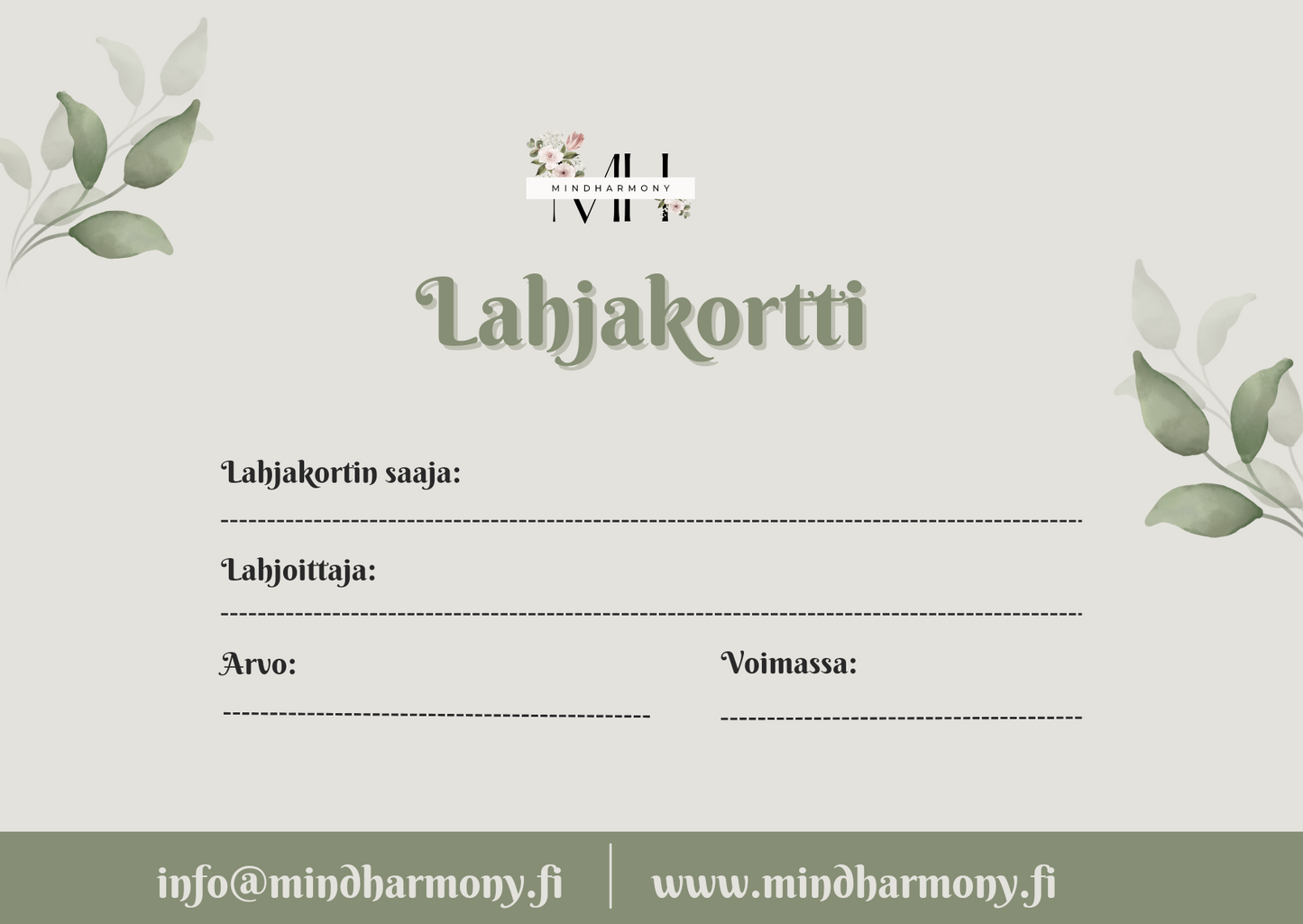 MINDHARMONY LAHJAKORTTI