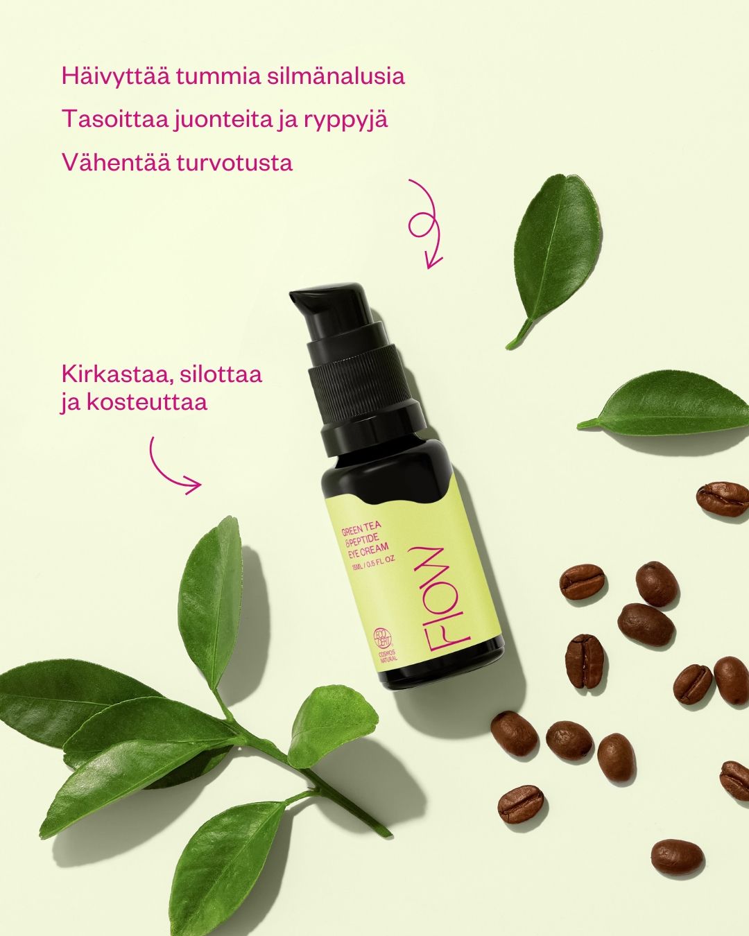 GREEN TEA & PEPTIDE EYE CREAM silmänympärysvoide tummille silmänalusille 15 ml