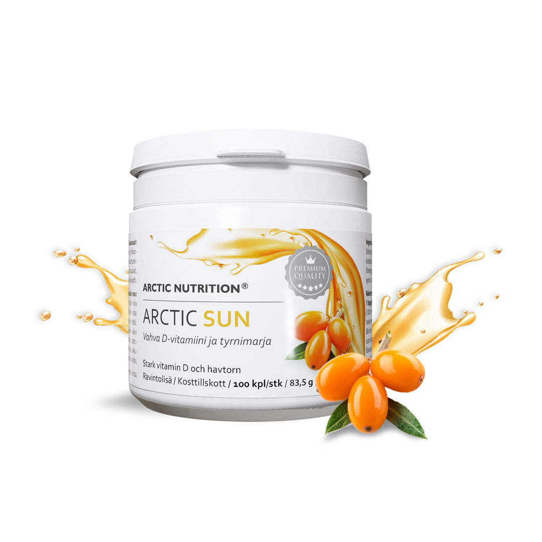 ARCTIC SUN D-vitamiini ja tyrnimarja 100 kpl / purutabletti