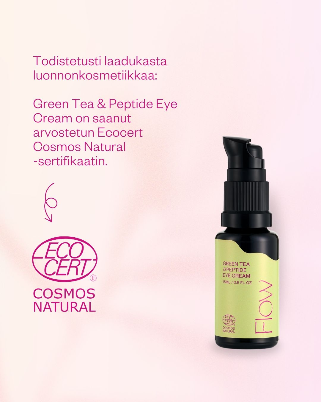 GREEN TEA & PEPTIDE EYE CREAM silmänympärysvoide tummille silmänalusille 15 ml