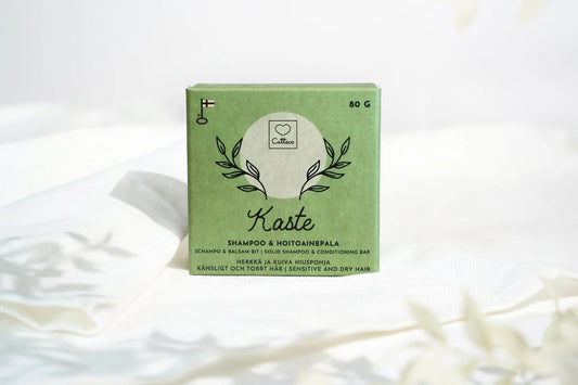 KASTE SHAMPOO & HOITOAINEPALA 80 g – Ravitseva all-in-one kuivalle hiuspohjalle