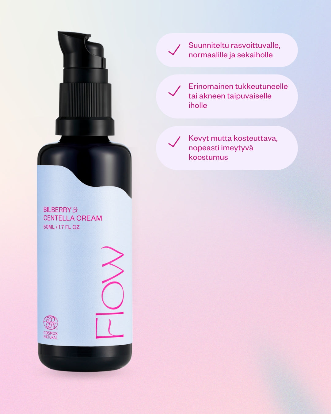 BILBERRY & CENTELLA CREAM 50 ml – tasapainottava kasvovoide rasvoittuvalle iholle