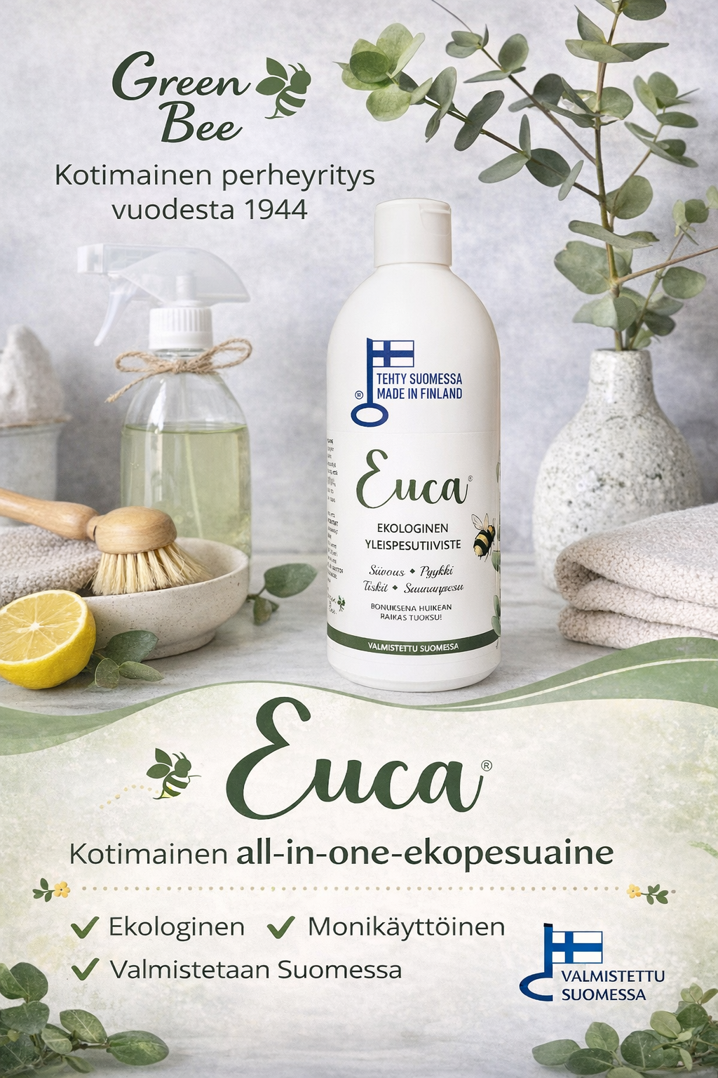 EUCA® Ekopesuaine 450 ml – Kotimainen ekologinen yleispesuaine koko kotiin