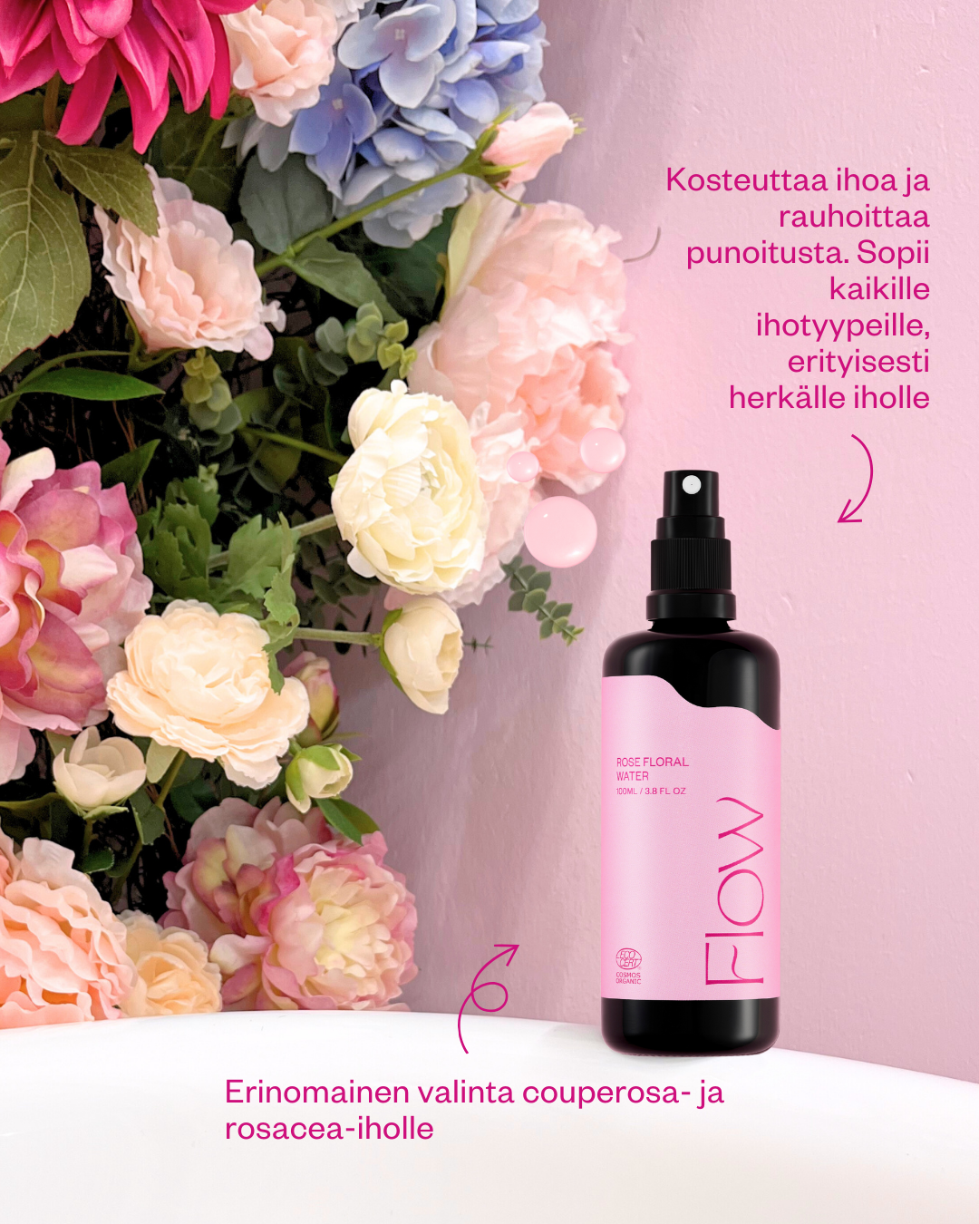 ROSE FLORAL WATER luomu ruusuvesi 100 ml