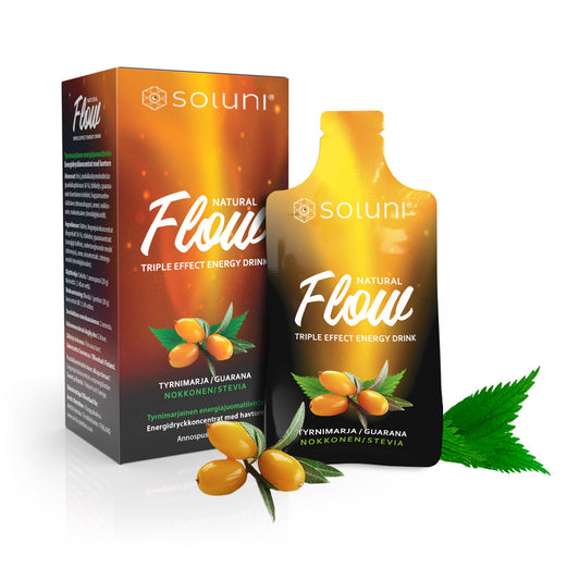 FLOW ENERGIAJUOMA Tyrnimarja 7 × 20 g – Luonnollinen energiajuomatiiviste