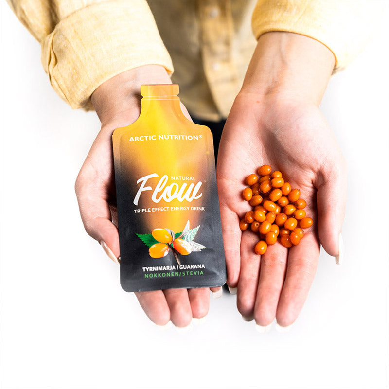 FLOW ENERGIAJUOMA Tyrnimarja 7 x 20 g – Luonnollinen energiajuomatiiviste