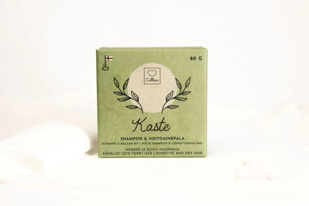 KASTE SHAMPOO & HOITOAINEPALA 80 g – Ravitseva all-in-one kuivalle hiuspohjalle